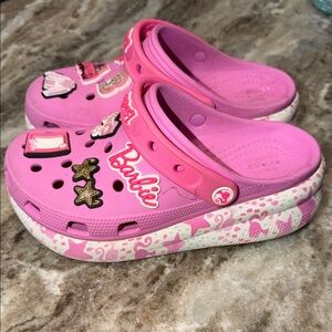 CROCS Kids Pink Barbie-Themed Clog Sandals with Decorative Charms